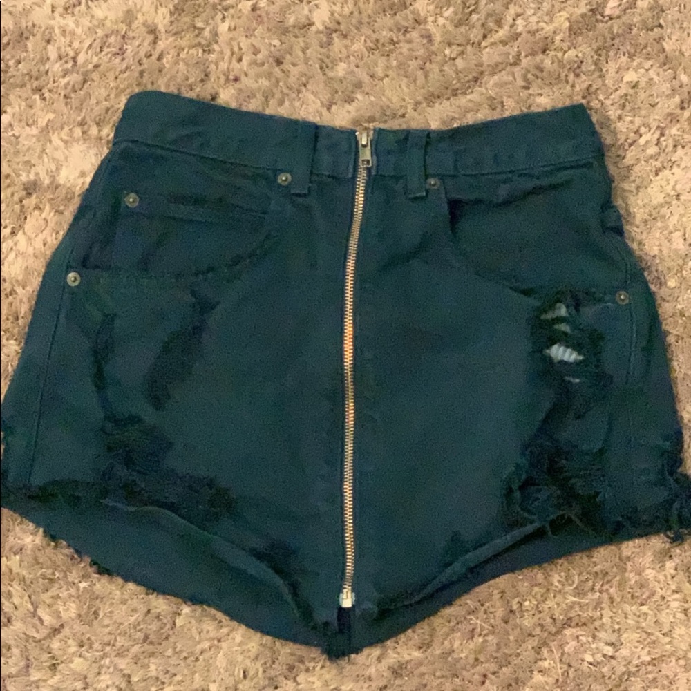 LF carmar teal blue jean skirt